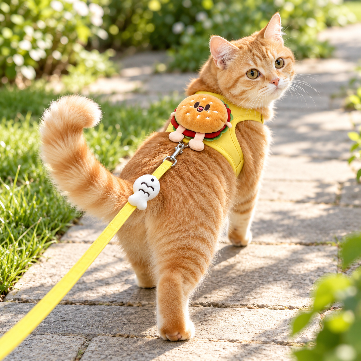 HAMBURGER-STYLE ADJUSTABLE PET HARNESS & LEASH SET