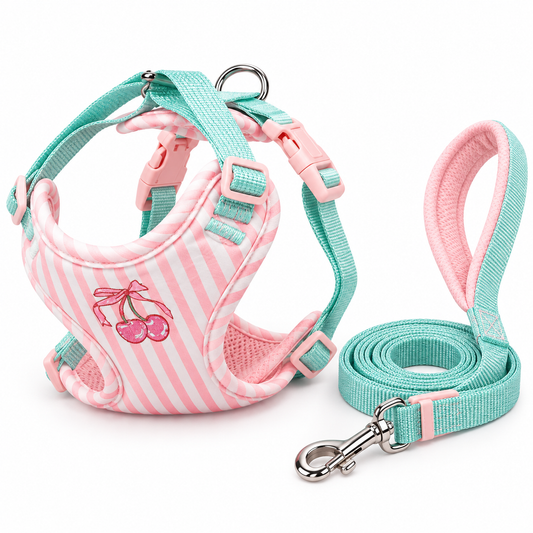 Pink Striped Adjustable Dog Harness