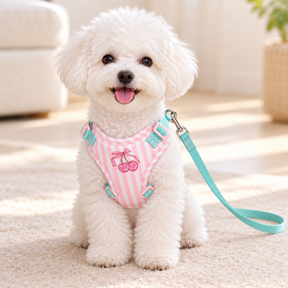 Pink Striped Adjustable Dog Harness