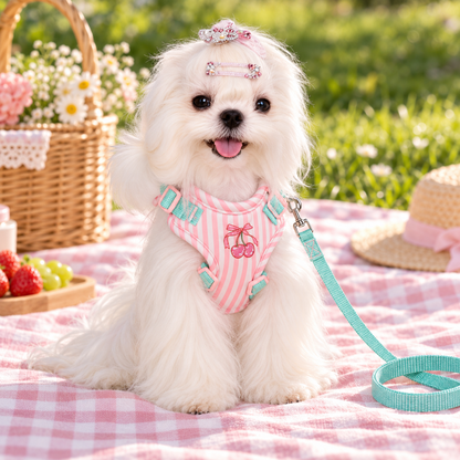 Pink Striped Adjustable Dog Harness