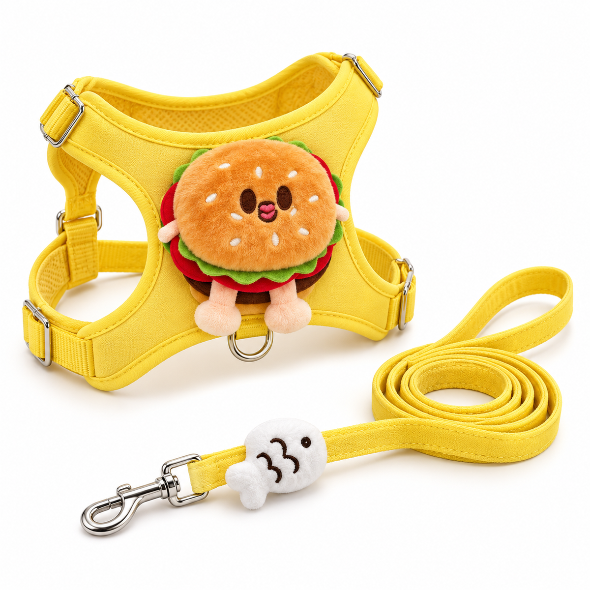 HAMBURGER-STYLE ADJUSTABLE PET HARNESS &amp; LEASH SET