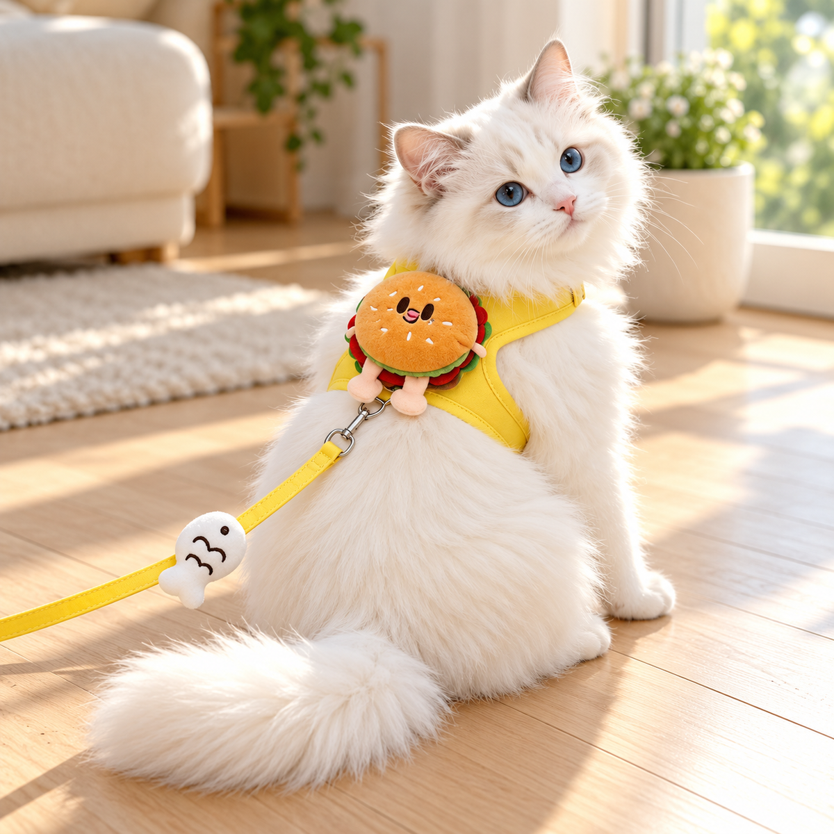 HAMBURGER-STYLE ADJUSTABLE PET HARNESS &amp; LEASH SET