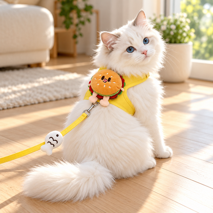 HAMBURGER-STYLE ADJUSTABLE PET HARNESS &amp; LEASH SET